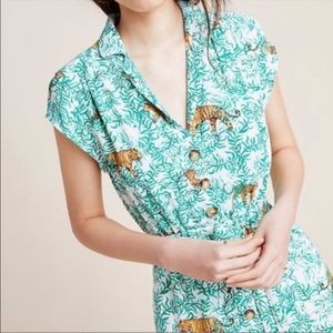 Maeve 26w Tiger Palm Leaf shirt dress